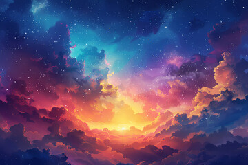 Fototapeta premium illustration of a celestial aurora illuminating the skies of heaven