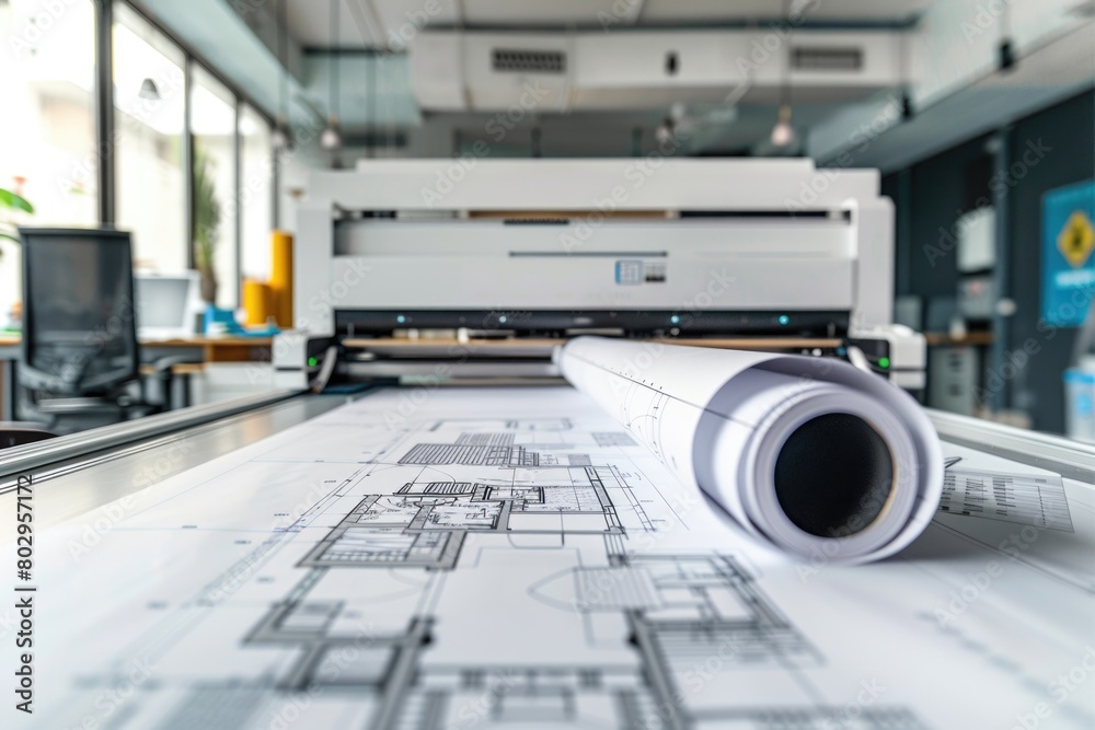 Poster a roll of paper on a table, suitable for office or crafting projects