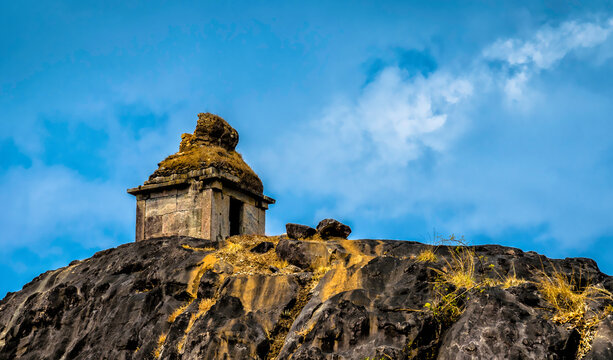 Demolished Temple on a big rock inside Kavaledurga Fort