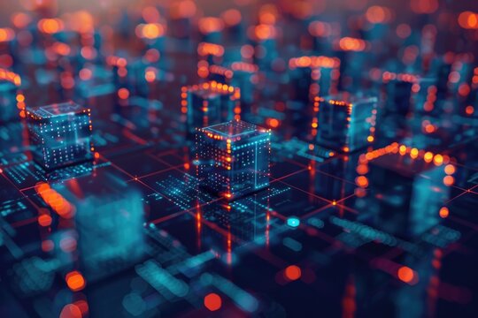 A group of cubes arranged on a flat surface. Suitable for educational and business concepts