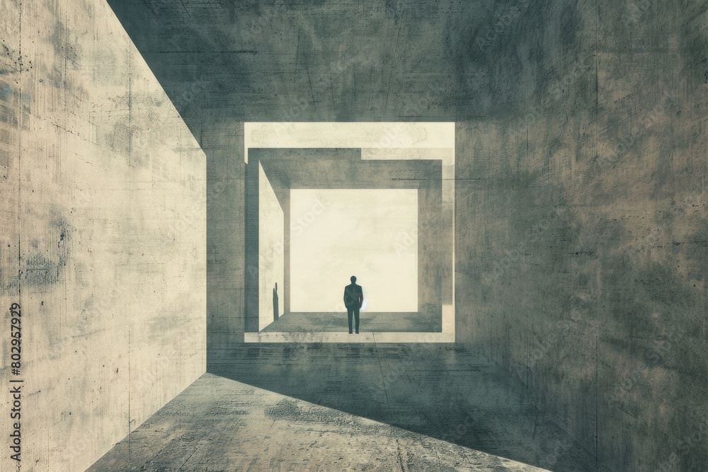 Poster person standing in a room with light coming through, suitable for various concepts