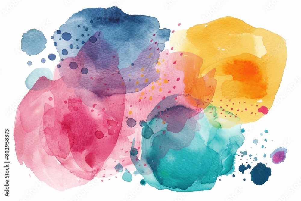 Poster a vibrant watercolor painting with a variety of colors. perfect for adding a pop of color to any pro