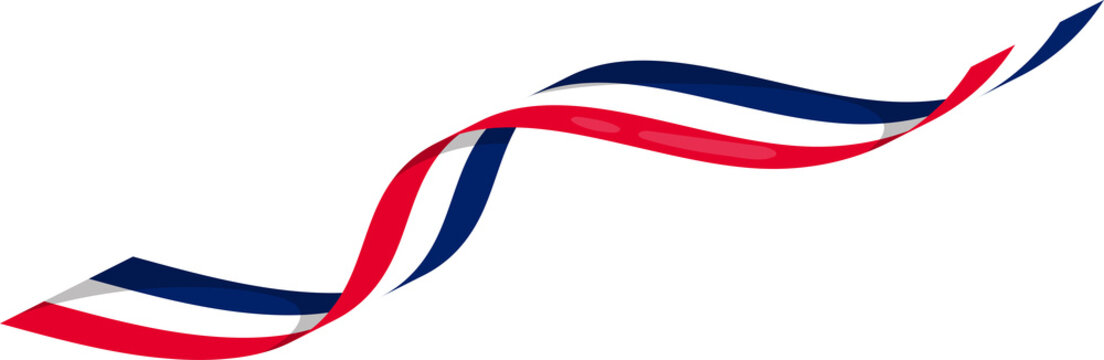 waving flag of France, isolated on png on transparent background,Symbol of France ribbon style