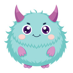 A round, fluffy monster with soft fur in pastel colors for a cute and whimsical illustration