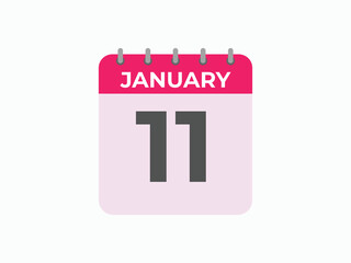 january 11 calendar reminder. 11 january daily calendar icon template. Calendar 11 january icon Design template. Vector illustration
