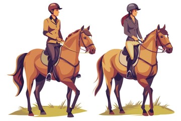 Obraz premium A couple riding on horseback. Great for travel and outdoor activities