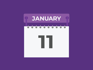 january 11 calendar reminder. 11 january daily calendar icon template. Calendar 11 january icon Design template. Vector illustration
