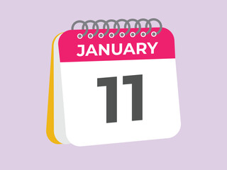 january 11 calendar reminder. 11 january daily calendar icon template. Calendar 11 january icon Design template. Vector illustration
