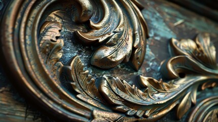 Detailed view of a decorative bronze finish on a home accessory, capturing the fine craftsmanship and artistic detailing that enhance its aesthetic value
