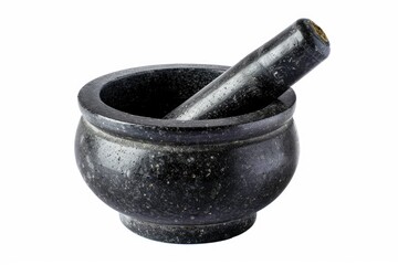 A mortar with a pestle on a clean white background. Perfect for culinary and healthcare concepts - obrazy, fototapety, plakaty