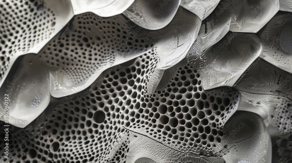 Aufkleber Close-up of a monochrome textured surface with intricate shadow patterns