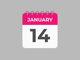 january 14 calendar reminder. 14 january daily calendar icon template. Calendar 14 january icon Design template. Vector illustration
