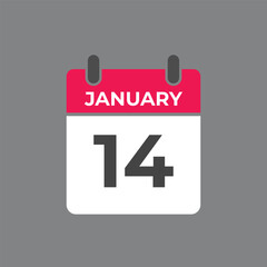 january 14 calendar reminder. 14 january daily calendar icon template. Calendar 14 january icon Design template. Vector illustration

