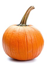 A single orange pumpkin on a plain white background, perfect for Halloween or fall-themed designs
