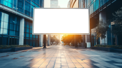Blank billboard in the city at sunset. Mockup