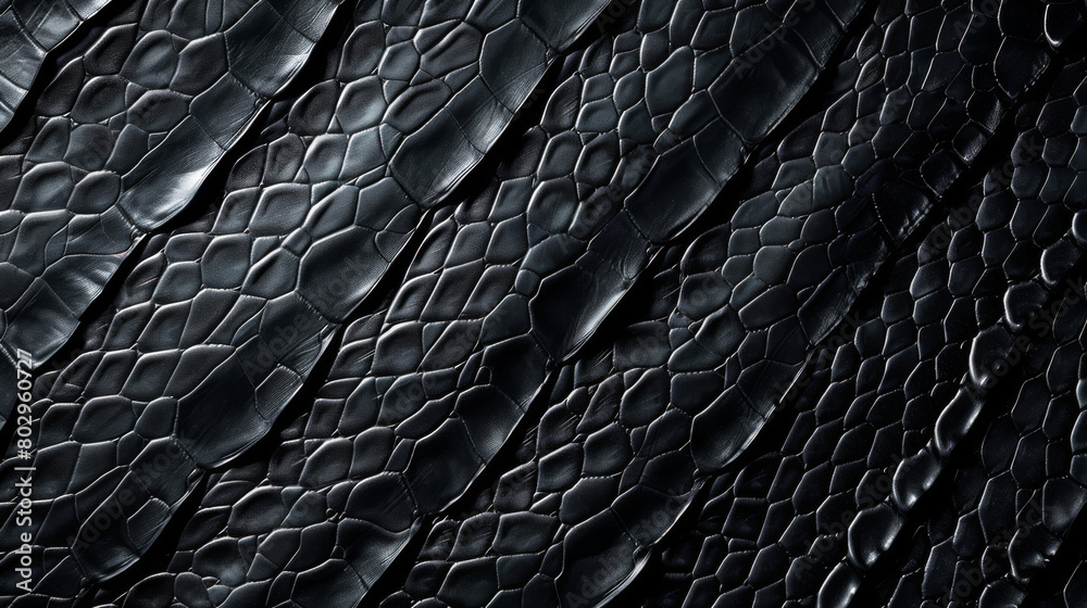 Poster Close-up of black textured reptile skin for use as abstract pattern background