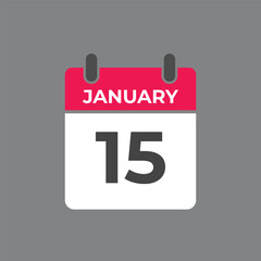 january 15 calendar reminder. 15 january daily calendar icon template. Calendar 15 january icon Design template. Vector illustration
