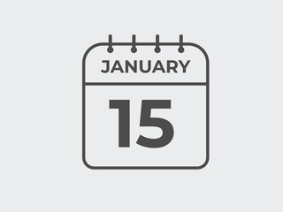 january 15 calendar reminder. 15 january daily calendar icon template. Calendar 15 january icon Design template. Vector illustration
