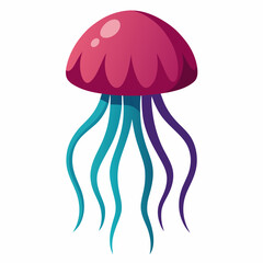 Jellyfish vector clipart art illustration, solid white background (10)