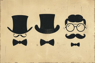 A drawing of three gentlemen in stylish hats and bow ties. Perfect for fashion or vintage themed designs
