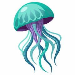 Jellyfish vector clipart art illustration, solid white background (30)