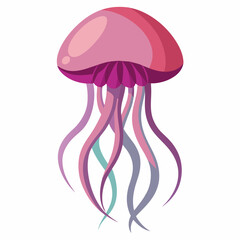 Jellyfish vector clipart art illustration, solid white background (28)