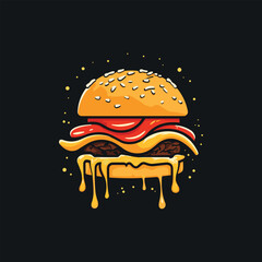 Cheese burger logo illustration