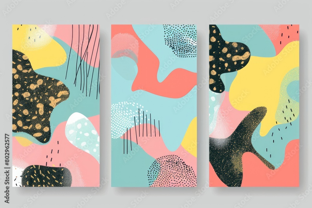 Aufkleber Three vertical banners with abstract shapes, versatile for various design projects