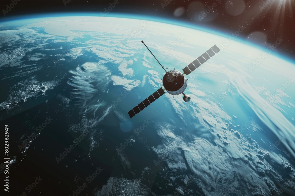 Aufkleber a satellite positioned in the center of the earth. suitable for science and technology concepts