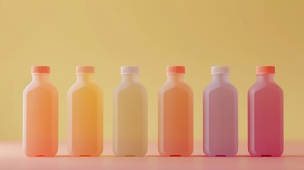 Color Gradient Beverage Bottles on Warm Background