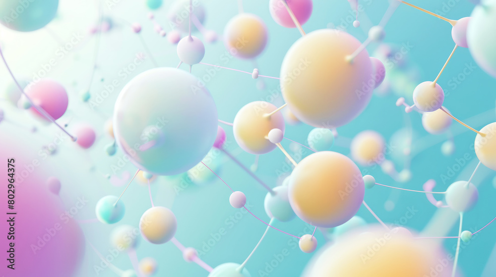 Poster abstract background with an interconnected network and color spheres