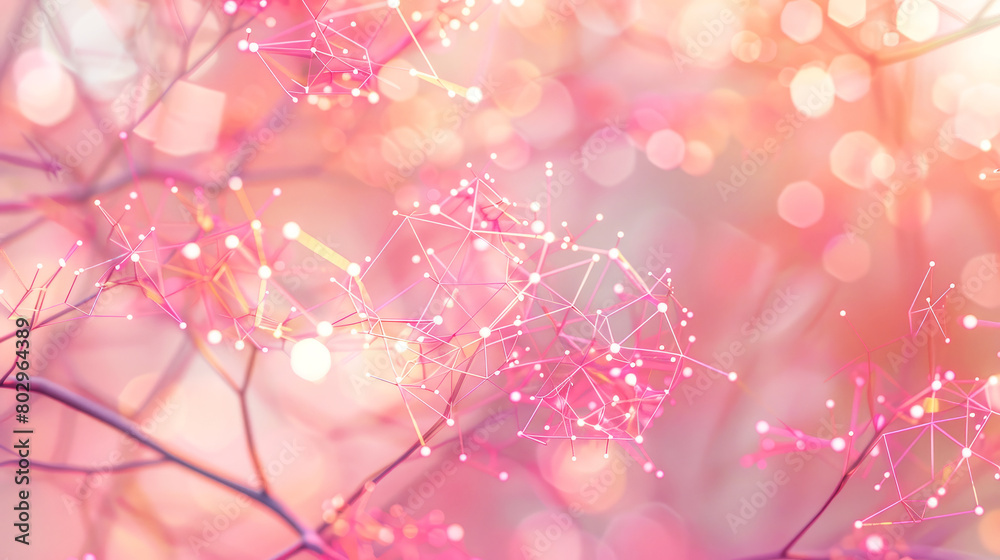 Poster abstract background with an interconnected network and color spheres