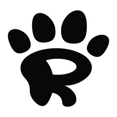 R letter paw pet logo template