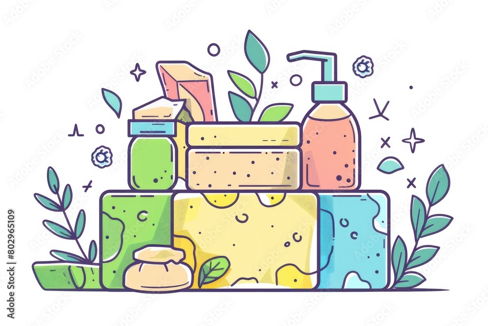 Poster a collection of different types of soap bars. ideal for hygiene and beauty concepts