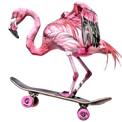 pink flamingo bird on white background Generative Ai - obrazy, fototapety, plakaty
