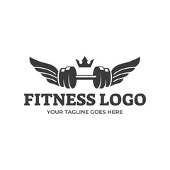 Gym fitness barbell logo icon vector illustration.