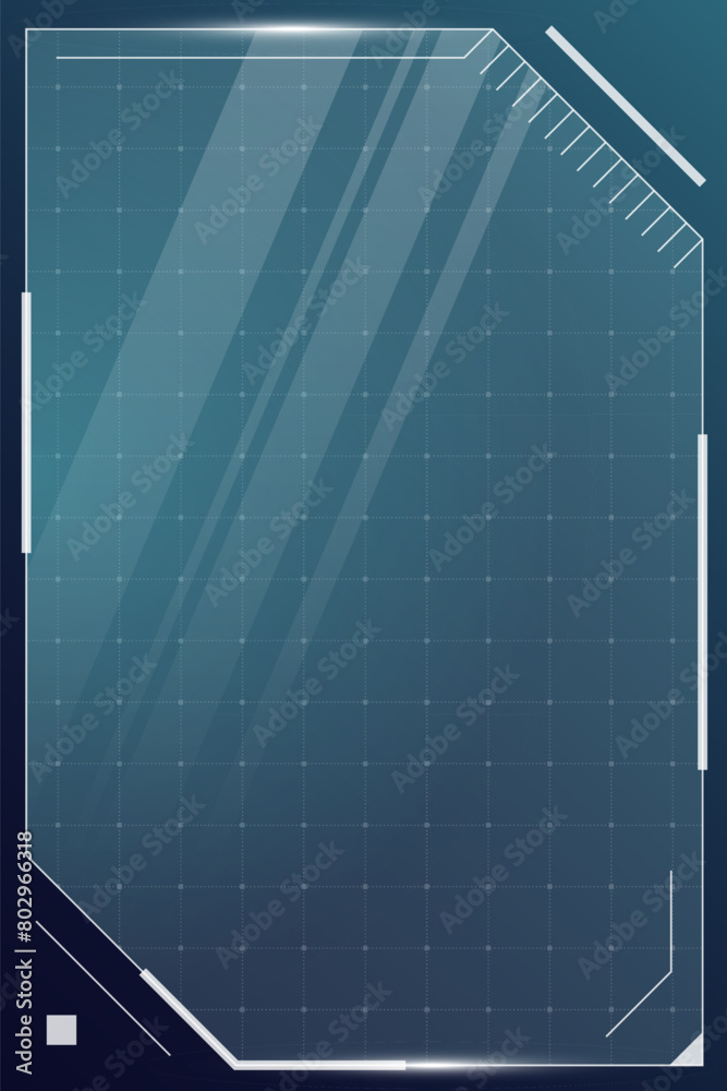 Fototapete HUD digital futuristic user interface vertical square frame. Sci Fi high tech screen. Game UI menu touch monitoring dashboard panel. Cyber space head-up display GUI or FUI information sign. Eps
