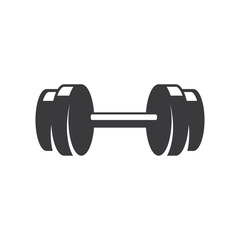 Dumbbell for gym icon , black sign design.