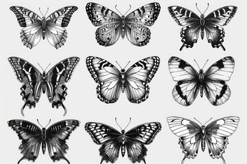 A vibrant collection of six unique butterfly species. Perfect for nature and wildlife themed projects