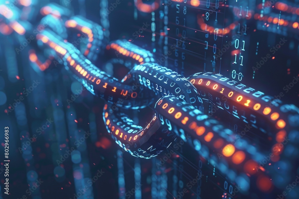 Poster Close up of a chain with numbers, versatile image for various concepts