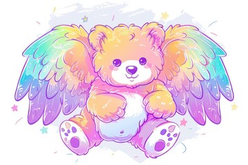 Fototapeta premium Cute bear with wings, perfect for children's illustrations