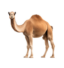 A single-humped dromedary camel stands gracefully, profiled against a clean transparent background. Generative AI