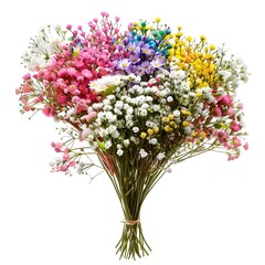 Colorized Bouquet Of Babys Breath Wrapped In Paper Uhd Image Generative Ai