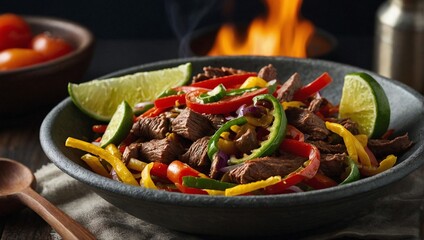 A bowl of beef fajitas