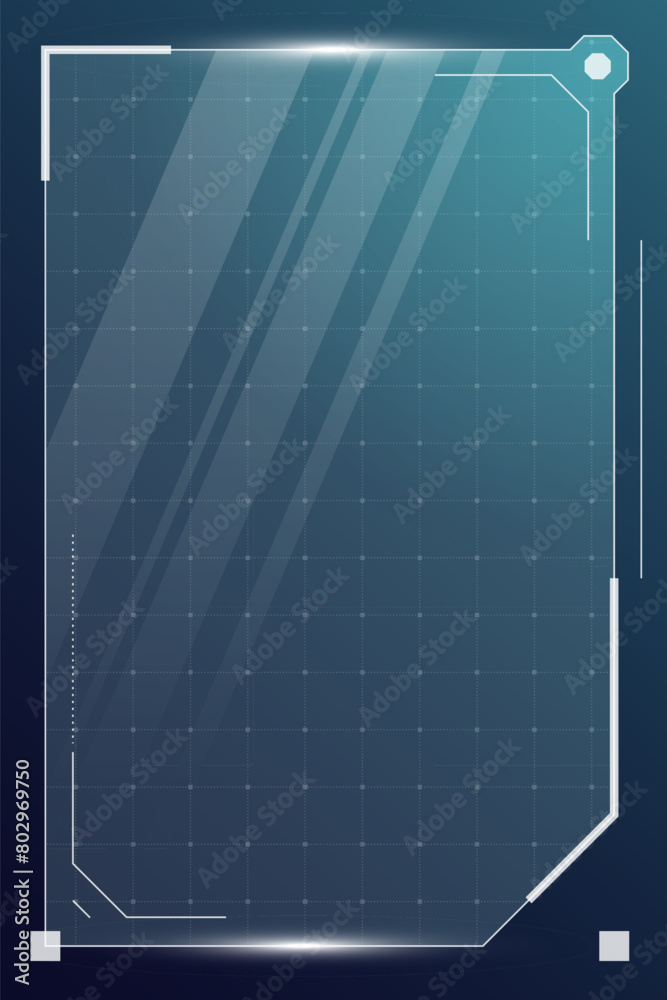 Poster hud digital futuristic user interface vertical frame. sci fi high tech screen. gaming ui menu touchi