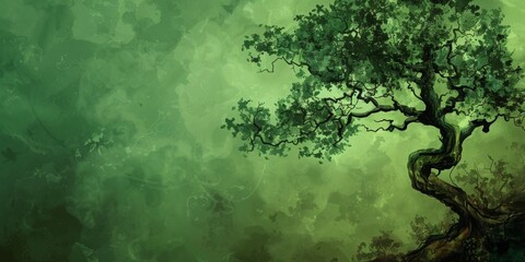 Fototapeta premium The background is completely mix Green and Brown with no texture and the tree is in the right hand side