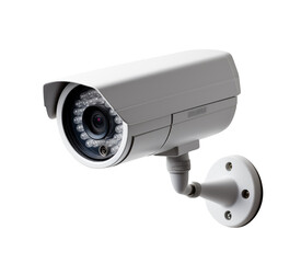 Modern security camera with infrared night vision, isolated on a white transparent, symbolizing surveillance and safety. Generative AI