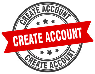 create account stamp. create account label on transparent background. round sign
