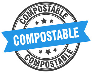 compostable stamp. compostable label on transparent background. round sign