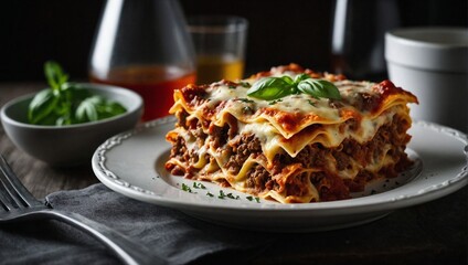 Fototapeta premium A bowl of beef lasagna
